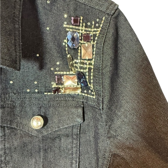 Chico’s Platinum Embellished Denim Jacket – Size 1 (M 8–10) - Picture 6 of 7